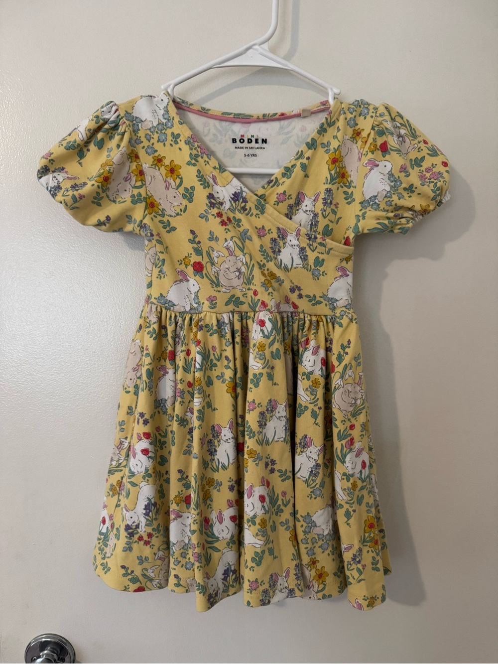 Mini Boden Yellow Bunny & Floral Dress